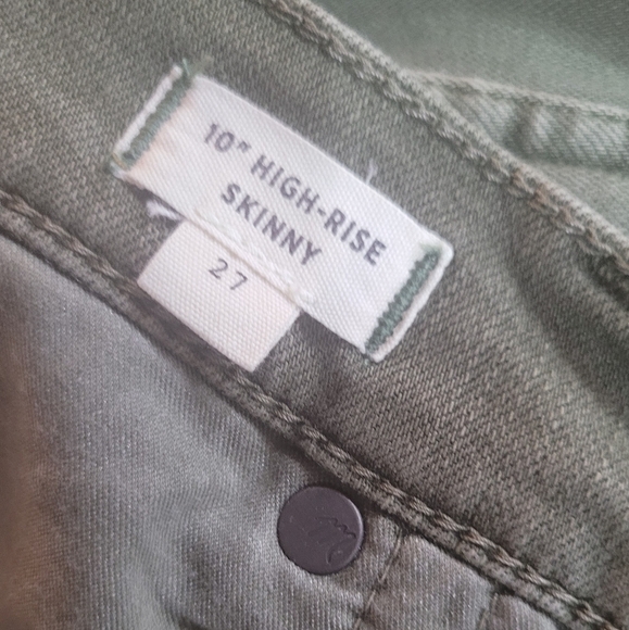 Madewell High-Rise Skinny Jeans Raw Hem Olive Moss Green Women's Size 27 - Picture 11 of 13